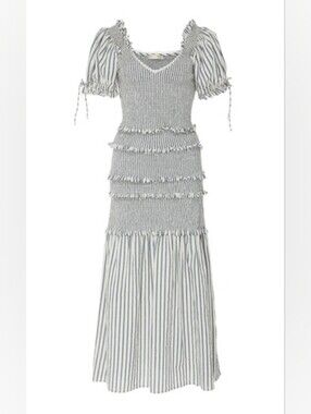 LOVESHACKFANCYThea Striped Smocked Cotton Maxi Dress sz SMALL